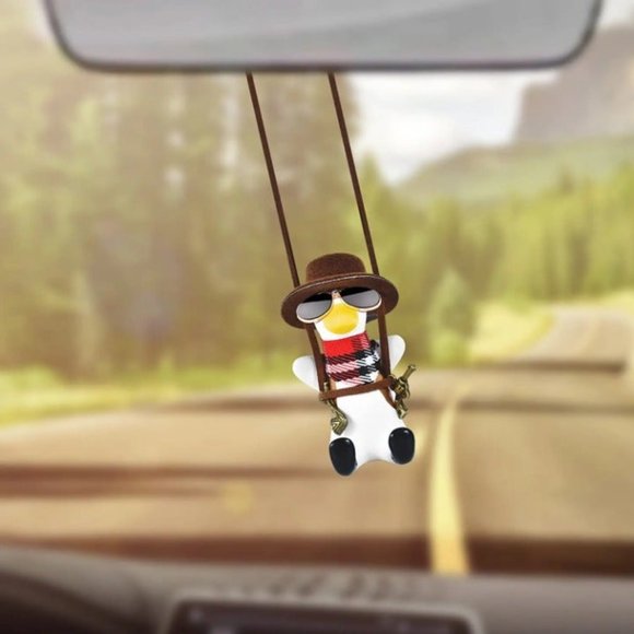 Cute Duck Car Hanging Ornament, Cute Car Mirror Hanging Accessories, Swing Duck - Picture 5 of 6